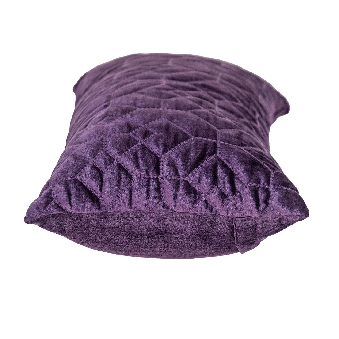 Purple Quilted Velvet Geo Lumbar Decorative Pillow