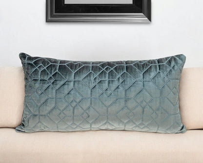 Charcoal Quilted Velvet Geo Lumbar Decorative Pillow