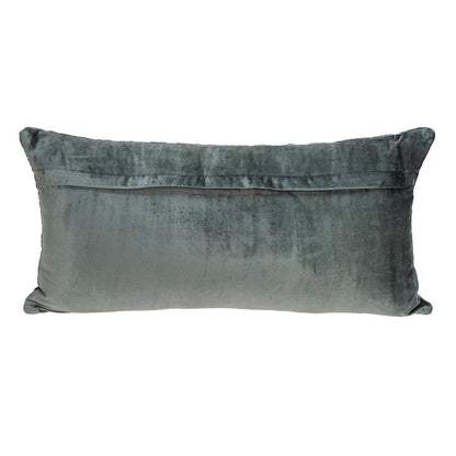 Charcoal Quilted Velvet Geo Lumbar Decorative Pillow