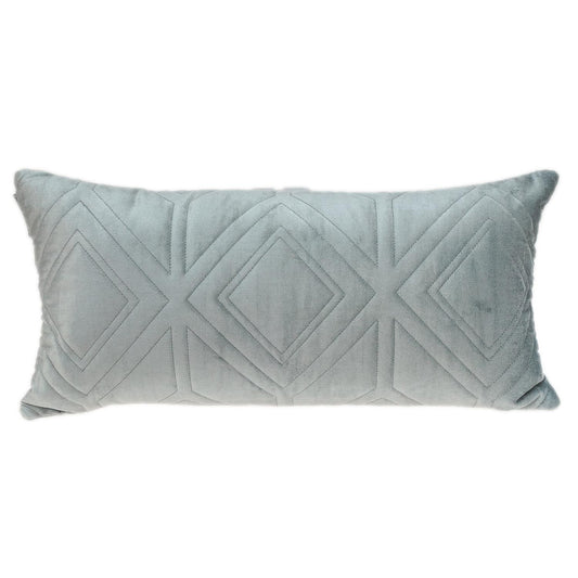 Gray Quilted Diamonds Velvet Solid Color Lumbar Pillow