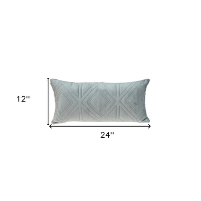 Gray Quilted Diamonds Velvet Solid Color Lumbar Pillow