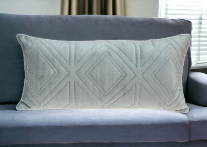 Gray Quilted Diamonds Velvet Solid Color Lumbar Pillow