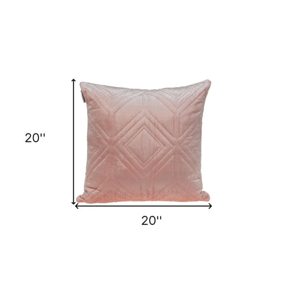 Pink Quilted Diamonds Velvet Solid Color Throw Pillow