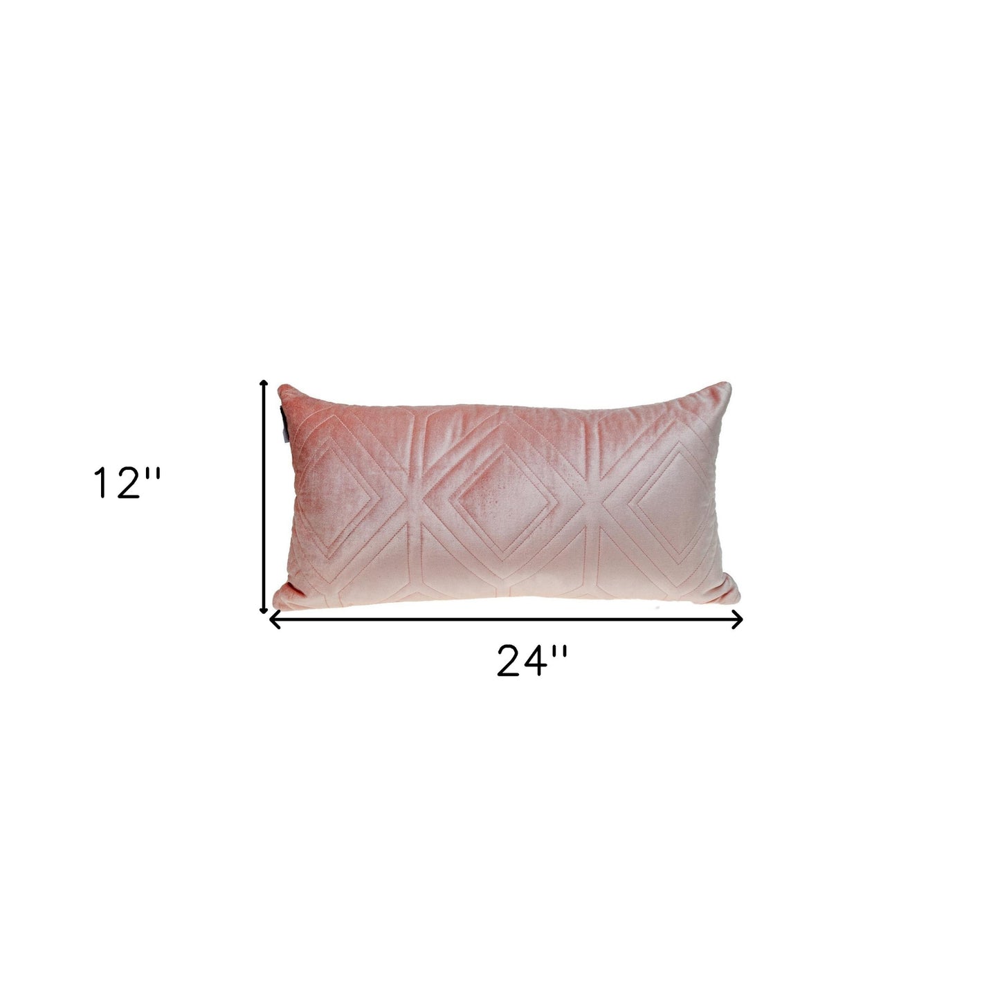 Pink Quilted Diamonds Velvet Solid Color Lumbar Pillow