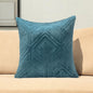 Teal Quilted Diamonds Velvet Solid Color Throw Pillow