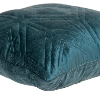 Teal Quilted Diamonds Velvet Solid Color Throw Pillow