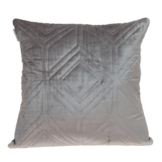 Taupe Quilted Diamonds Velvet Solid Color Throw Pillow