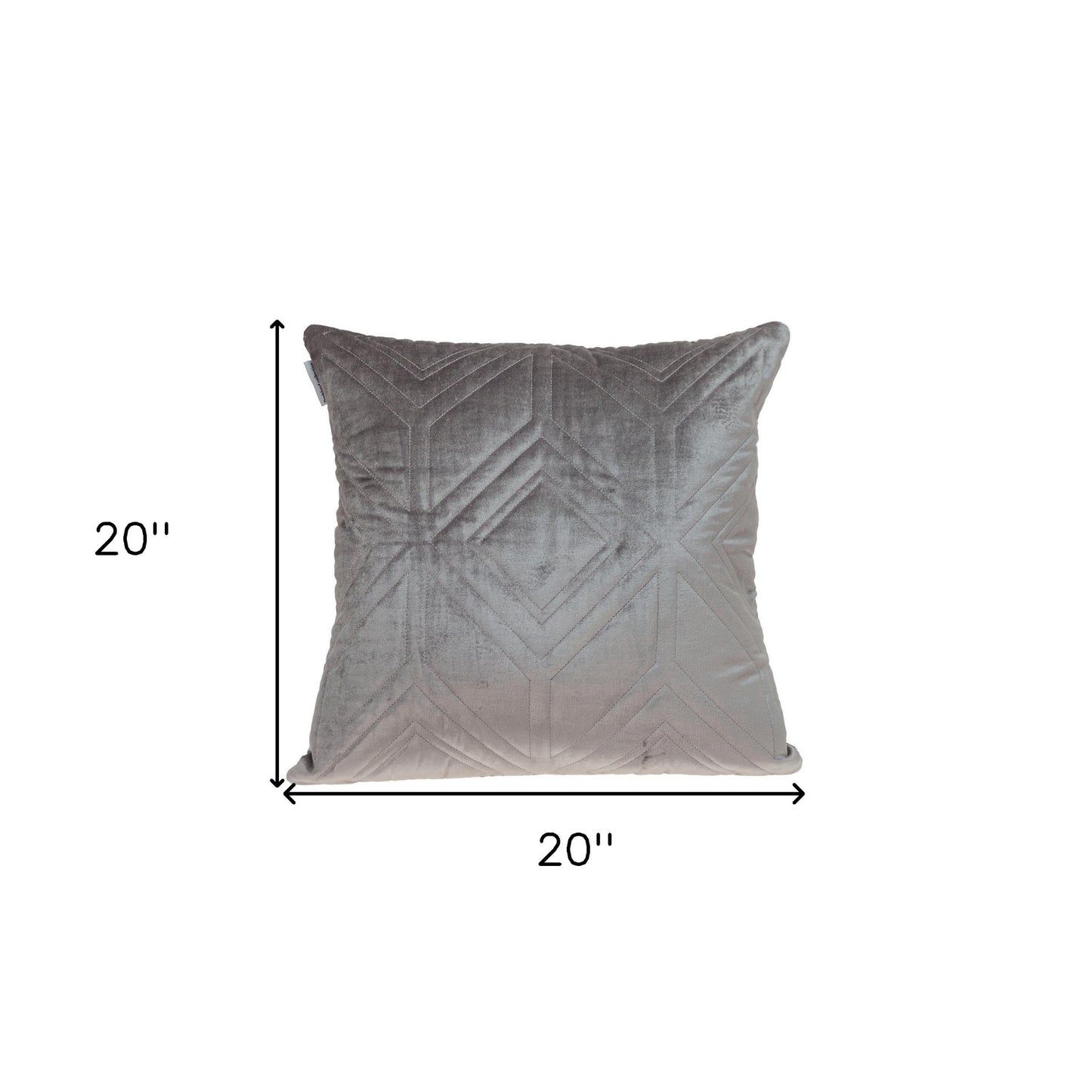 Taupe Quilted Diamonds Velvet Solid Color Throw Pillow