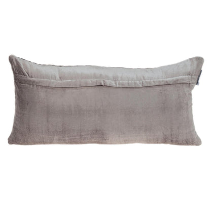 Taupe Quilted Diamonds Velvet Solid Color Lumbar Pillow