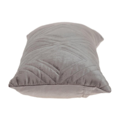 Taupe Quilted Diamonds Velvet Solid Color Lumbar Pillow