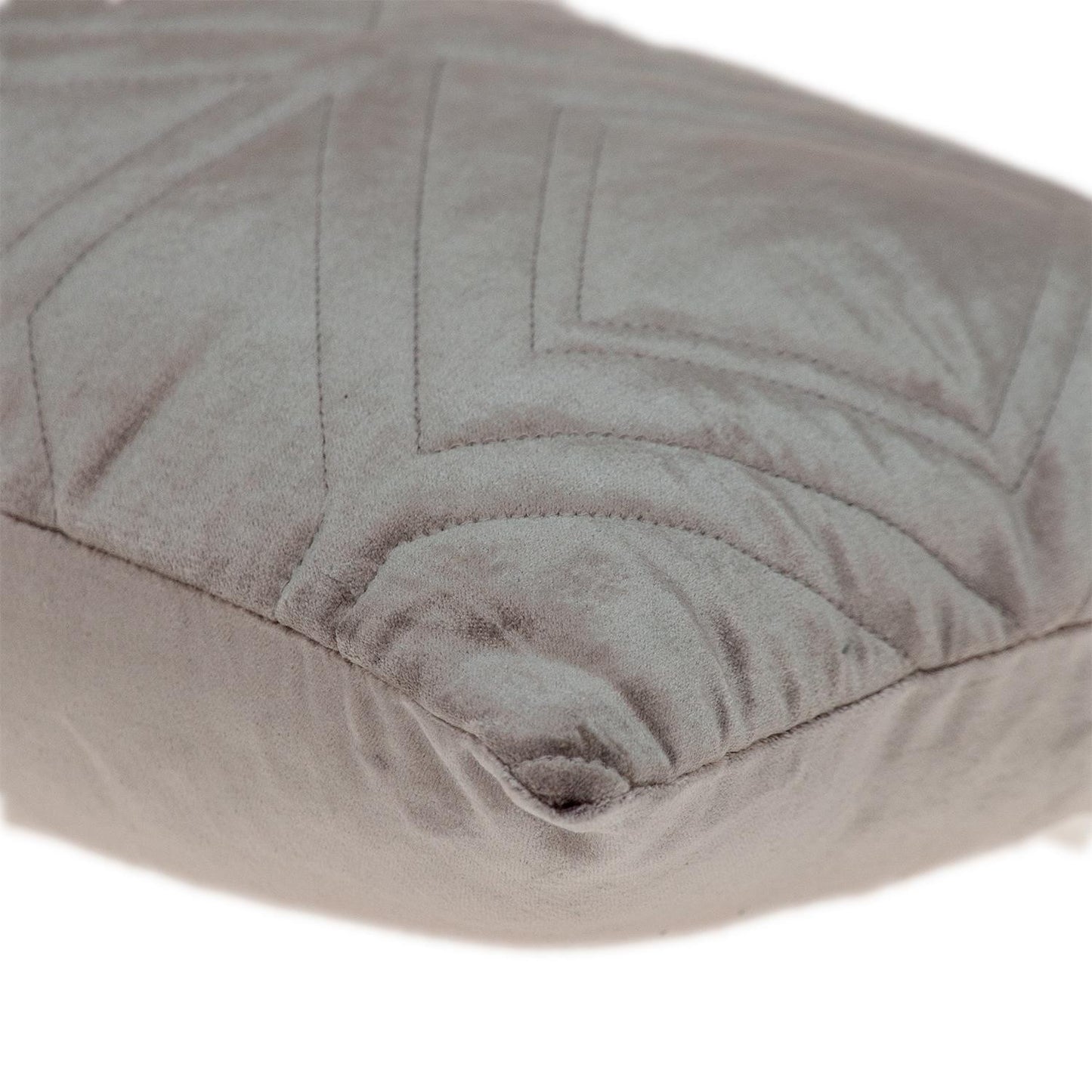 Taupe Quilted Diamonds Velvet Solid Color Lumbar Pillow