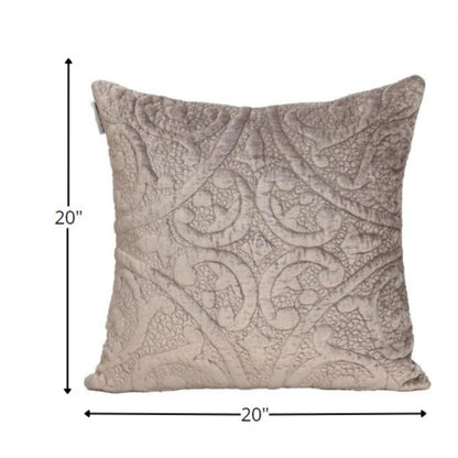 20" Taupe Cotton Blend Throw Pillow