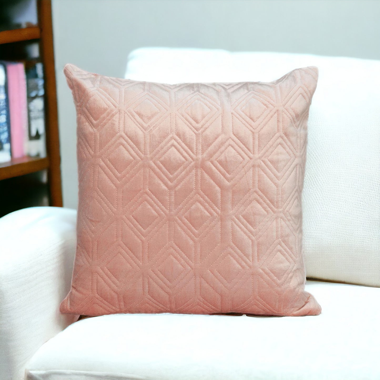 Tufted Diamonds Rose Gold Velvet Accent Pillow