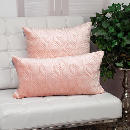 Tufted Diamonds Rose Gold Velvet Lumbar Accent Pillow