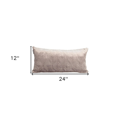 Tufted Diamonds Taupe Velvet Lumbar Accent Pillow