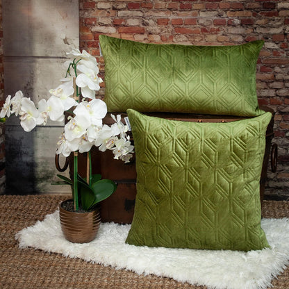 Tufted Diamonds Olive Velvet Accent Pillow