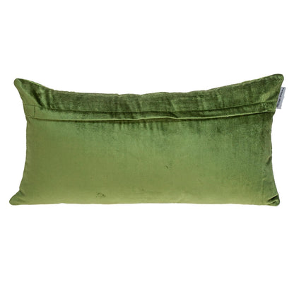 Tufted Diamonds Olive Velvet Lumbar Accent Pillow