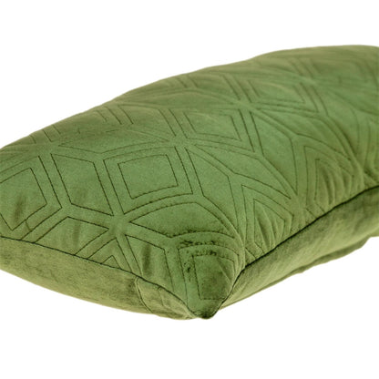 Tufted Diamonds Olive Velvet Lumbar Accent Pillow