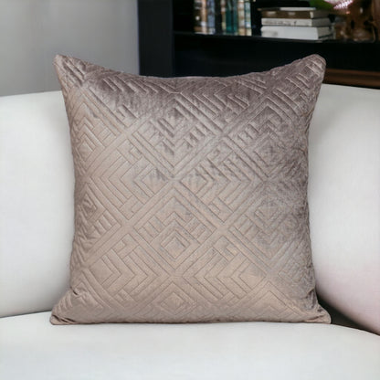 20" Taupe Cotton Blend Throw Pillow