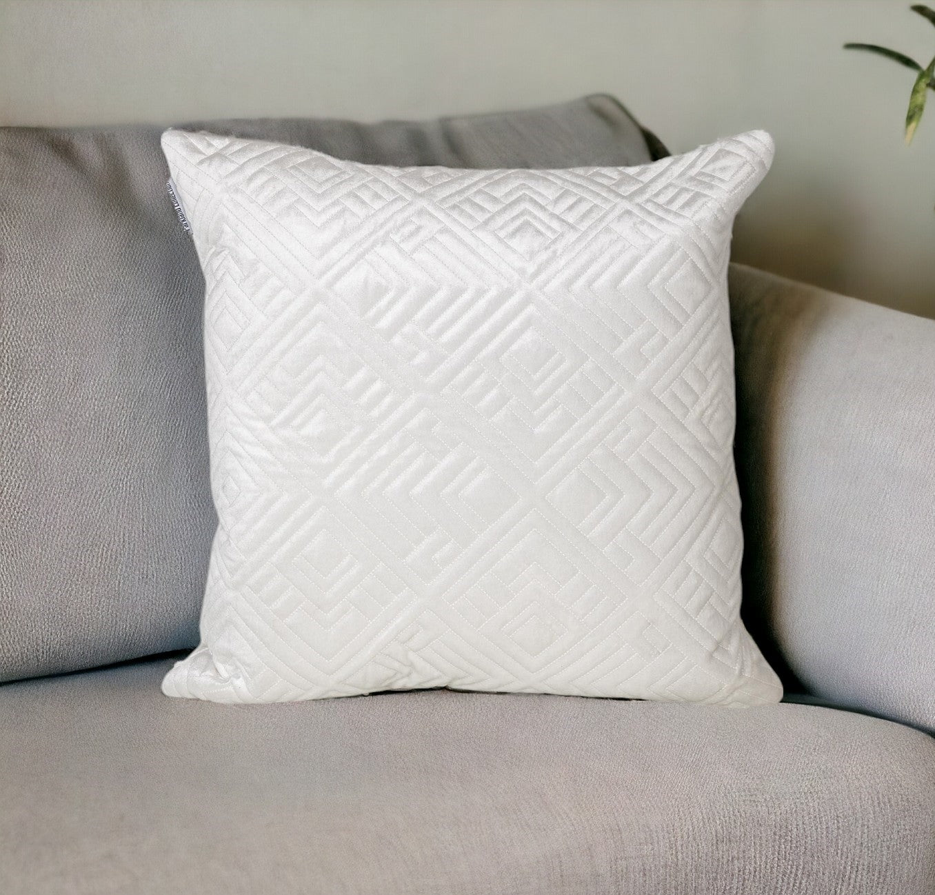 20" White Cotton Blend Throw Pillow