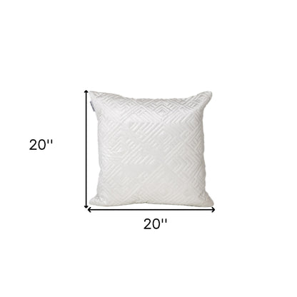 20" White Cotton Blend Throw Pillow