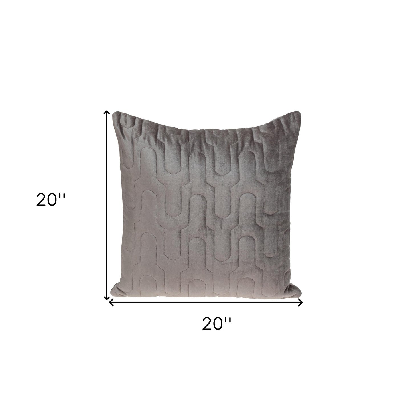 Geometric Lush Quilted Taupe Throw Pillow