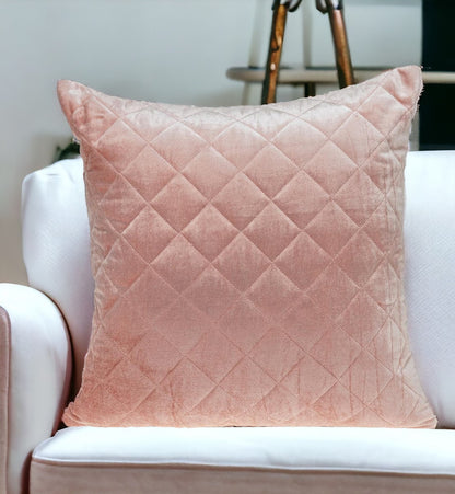 Tufted Diamond Pink Transitional Square Pillow