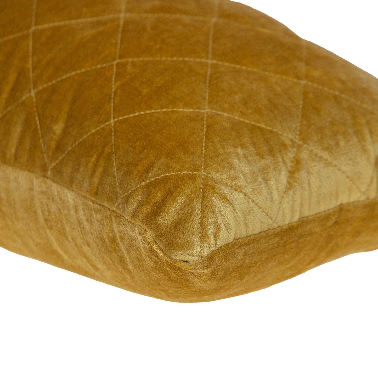 Tufted Diamond Yellow Ochre Transitional Lumbar Pillow