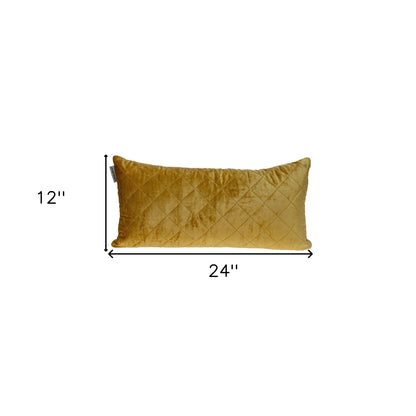 Tufted Diamond Yellow Ochre Transitional Lumbar Pillow