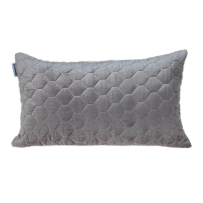 Taupe Tufted Velvet Quilted Lumbar Throw Pillow