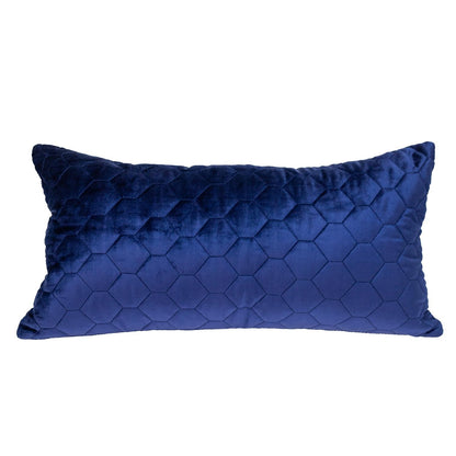 Blue Tufted Velvet Quilted Lumbar Throw Pillow