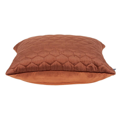 Burnt Orange Tufted Velvet Quilted Throw Pillow