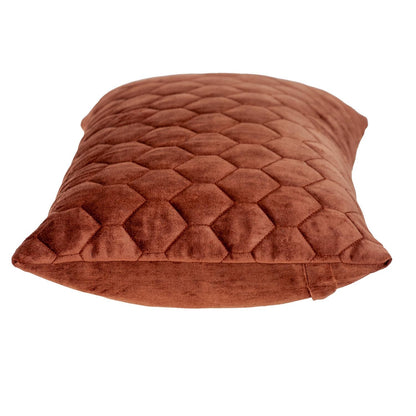 Burnt Orange Tufted Velvet Quilted Lumbar Throw Pillow