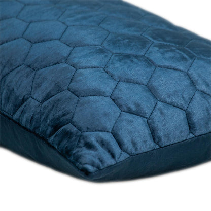 Navy Blue Tufted Velvet Quilted Lumbar Throw Pillow