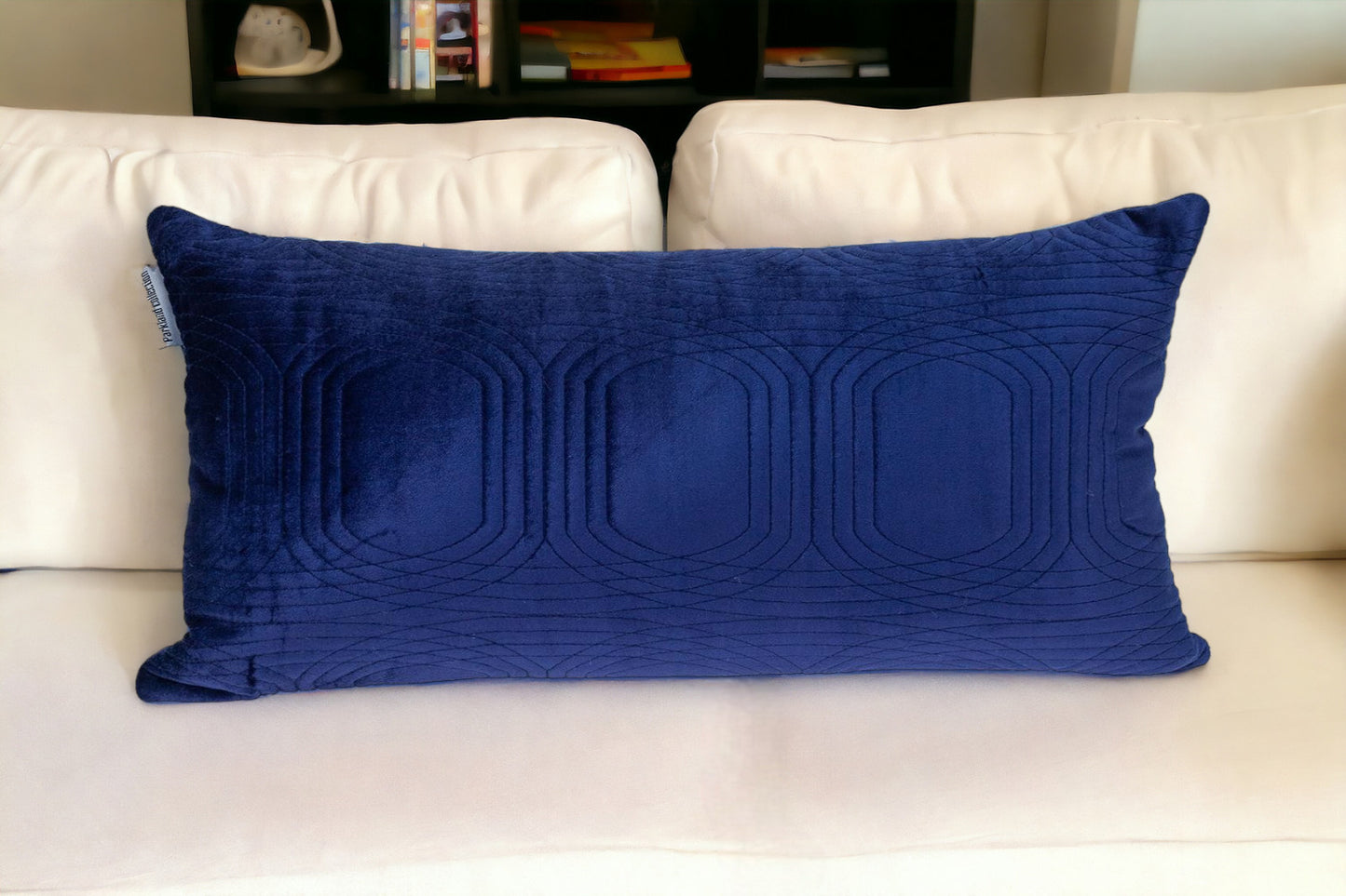 12" X 24" Blue Cotton Blend Throw Pillow