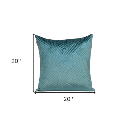 20" Teal Cotton Blend Throw Pillow