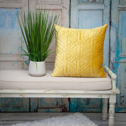 20" Yellow Cotton Blend Throw Pillow