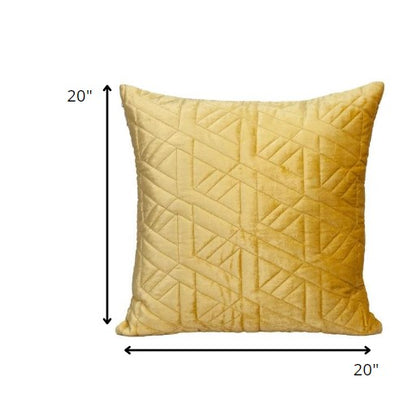 20" Yellow Cotton Blend Throw Pillow