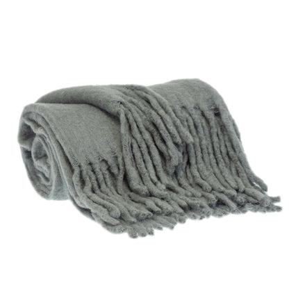 Super Soft Gray Soft Solid Color Handloomed Throw Blanket