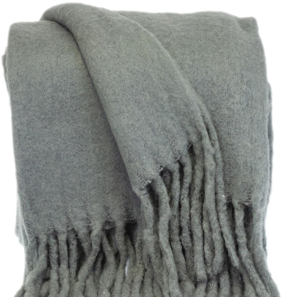 Super Soft Gray Soft Solid Color Handloomed Throw Blanket