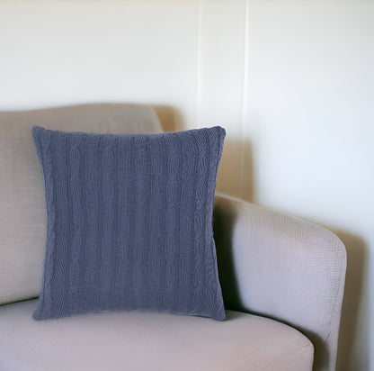 18" Blue Cotton Throw Pillow