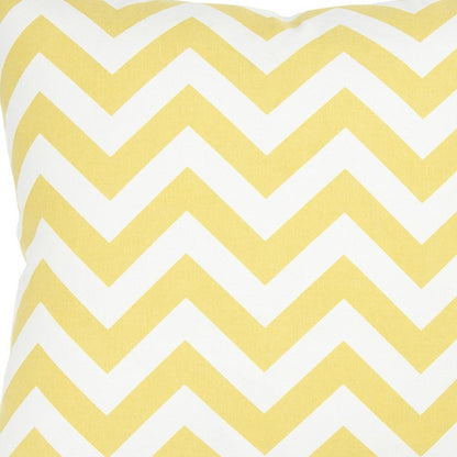 18" Yellow and Ivory Cotton Throw Pillow