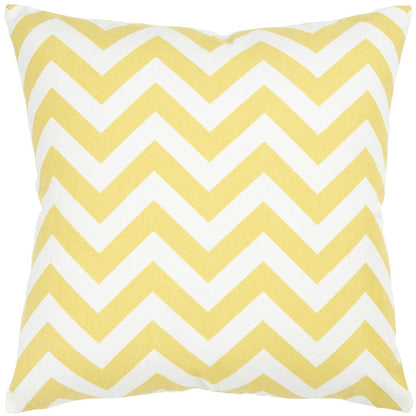 18" Yellow and Ivory Cotton Throw Pillow