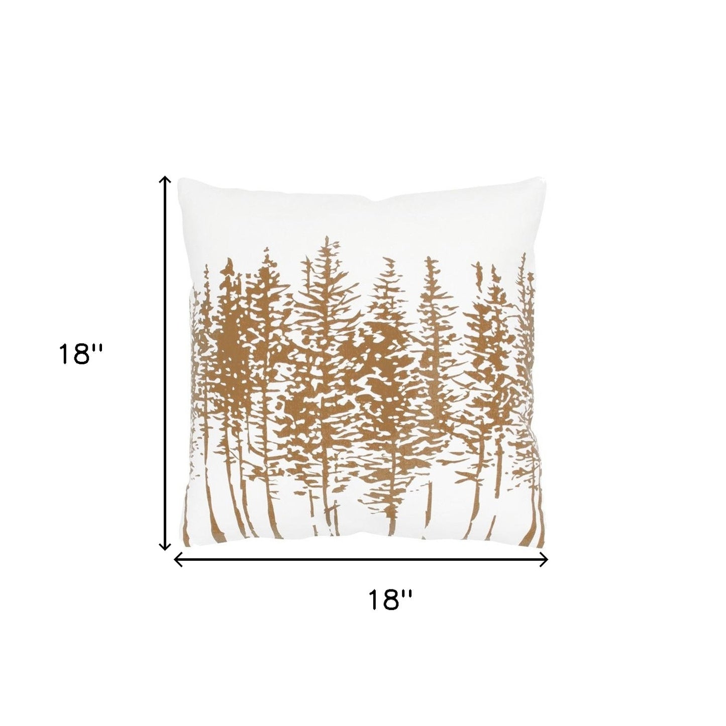 18" Brown and Ivory Forest Cotton Throw Pillow