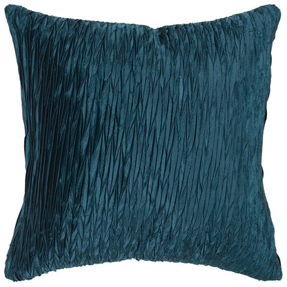 18" Teal Blue Crinkle Cotton Throw Pillow