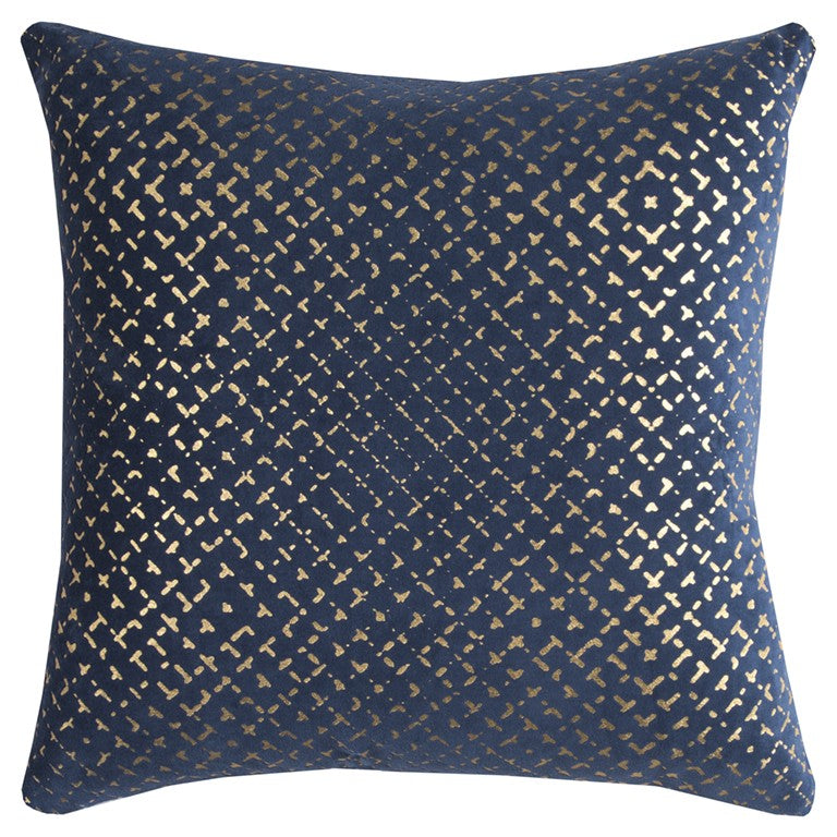 20" Navy Cotton Throw Pillow