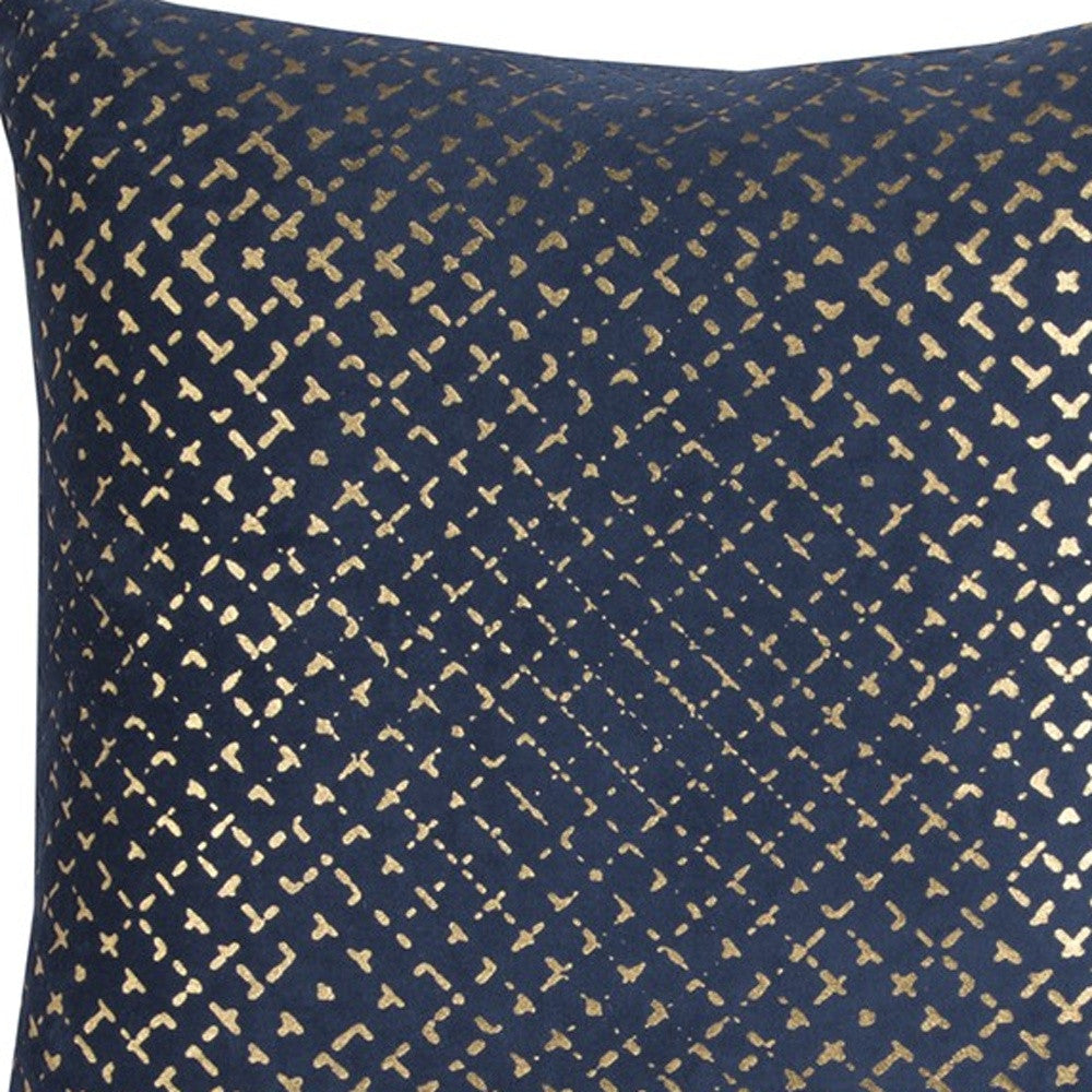 20" Navy Cotton Throw Pillow