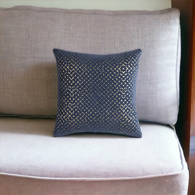 20" Navy Cotton Throw Pillow