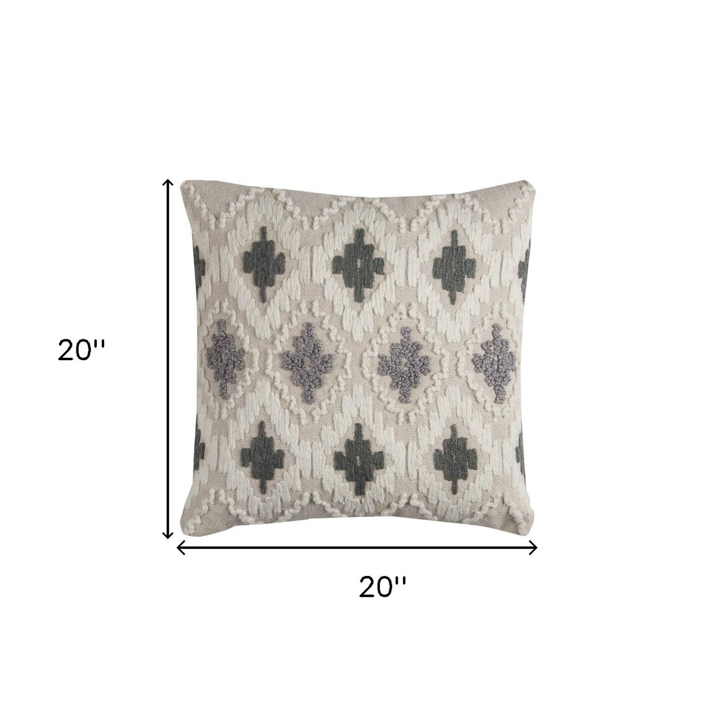 Gray Beige Classic Ikat Pattern Throw Pillow