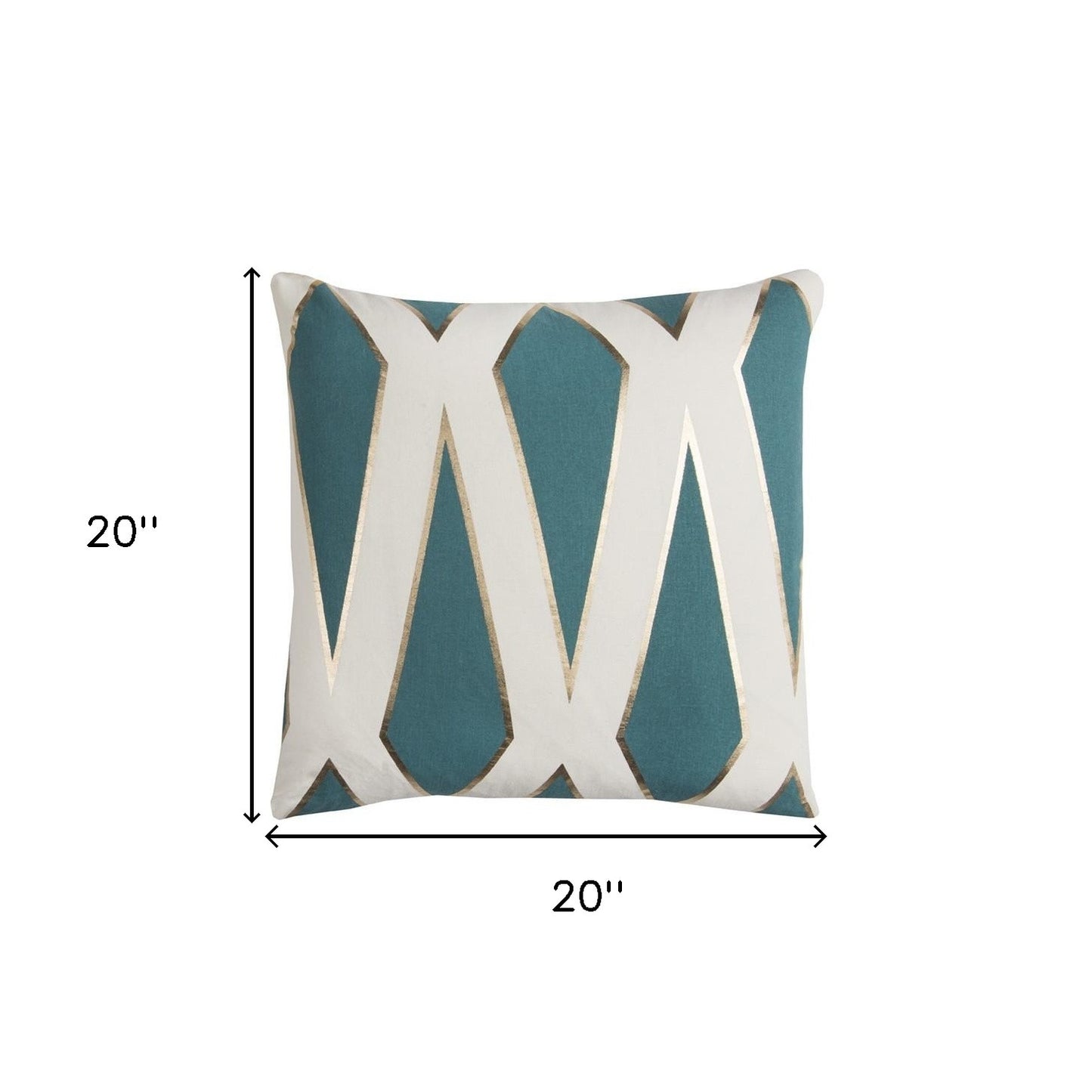 Teal Ivory Geometric Linework Throw Pillow